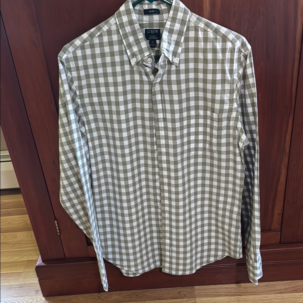 J. Crew Men's Casual Gray Checkered Shirt